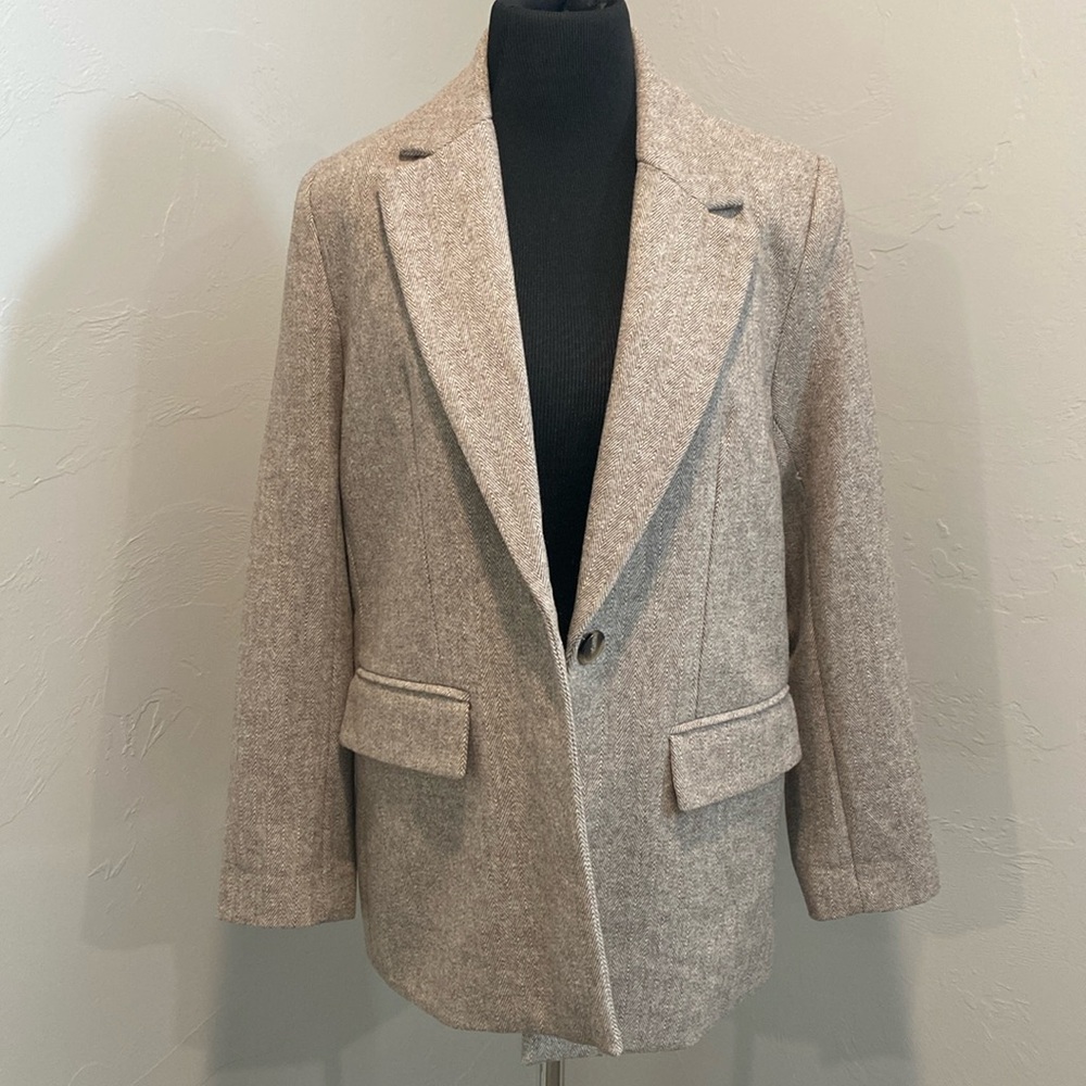 NWT Zara tan tweed blazer